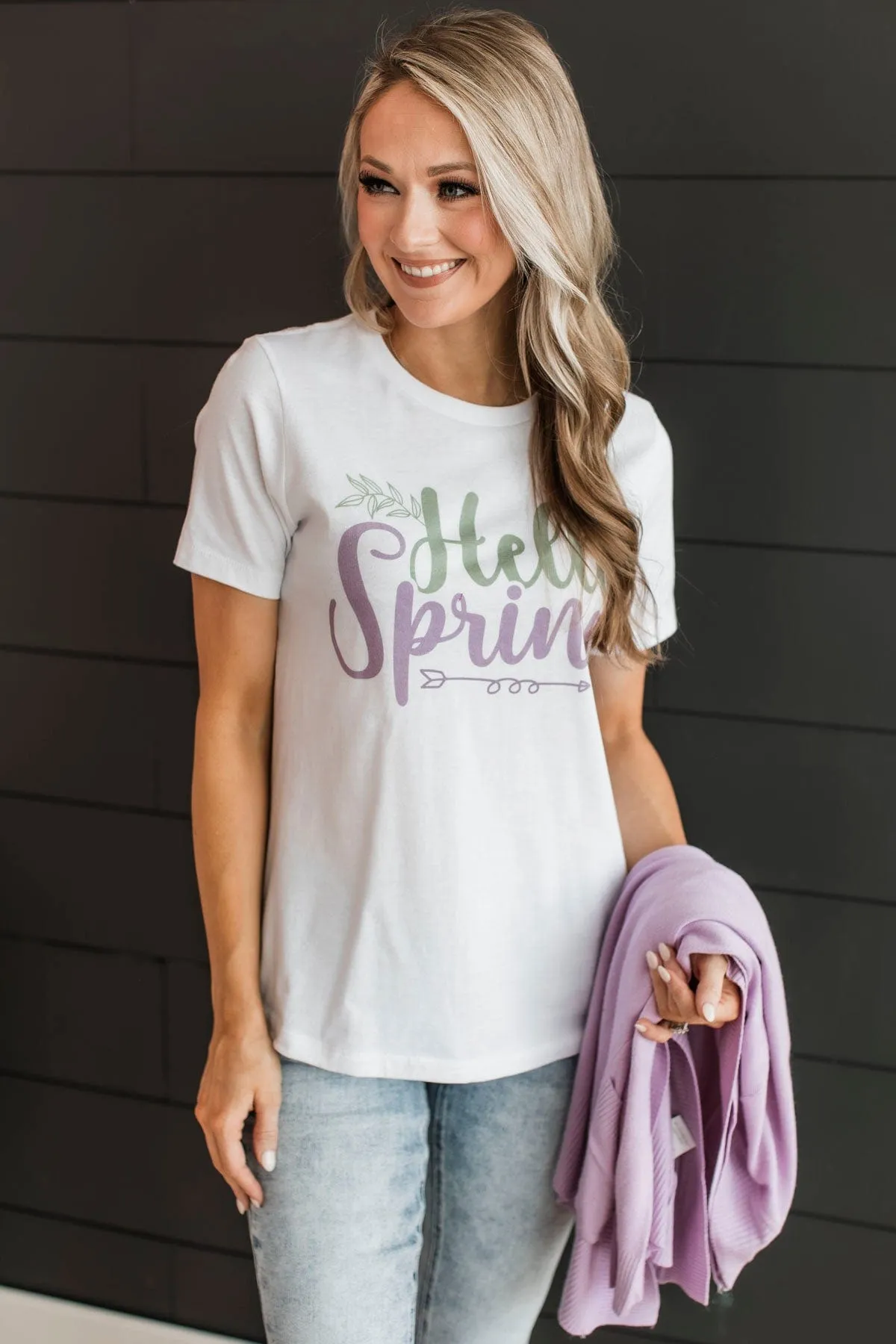 "Hello Spring" Graphic Tee- White