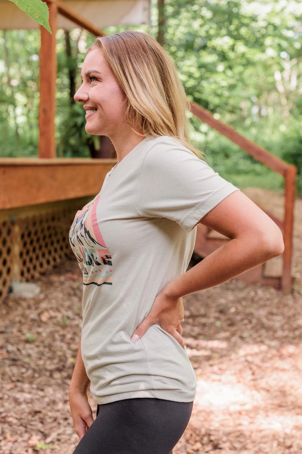 "Hike More, Worry Less" Graphic Tee- Beige