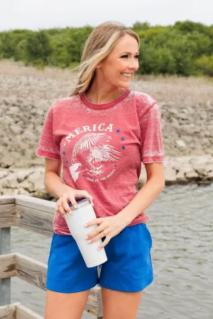 "Home Of The Brave" Graphic Tee- Red