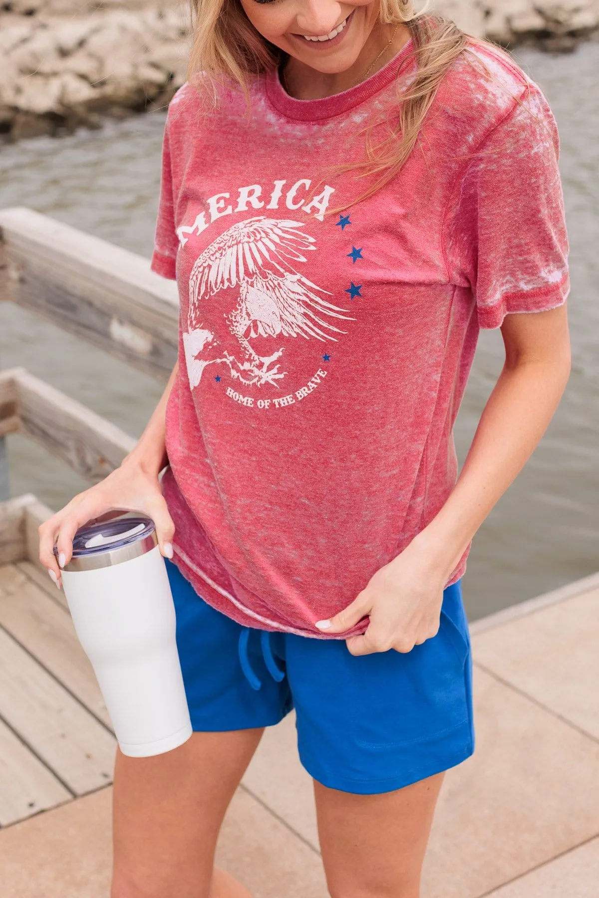 "Home Of The Brave" Graphic Tee- Red
