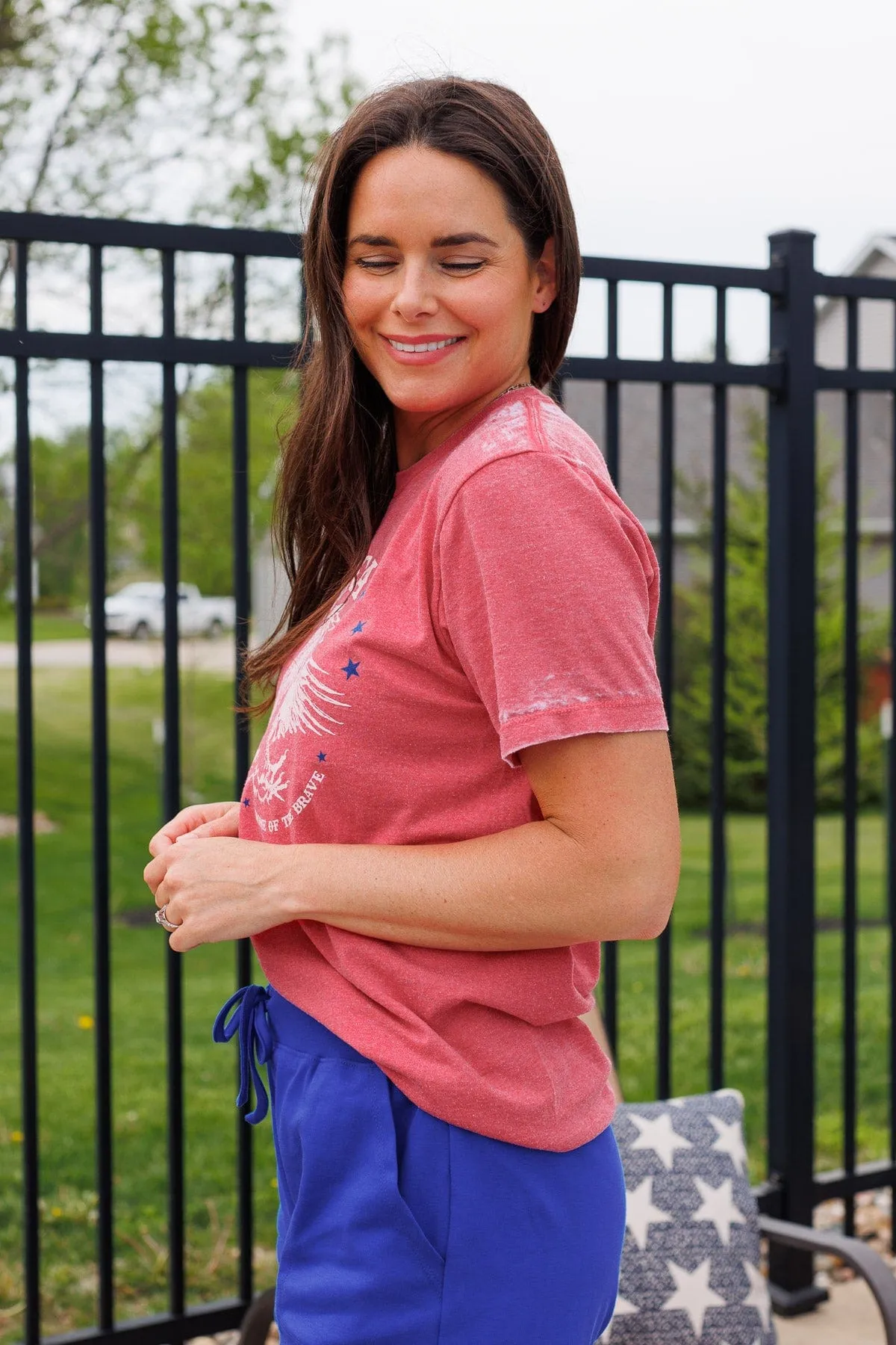 "Home Of The Brave" Graphic Tee- Red