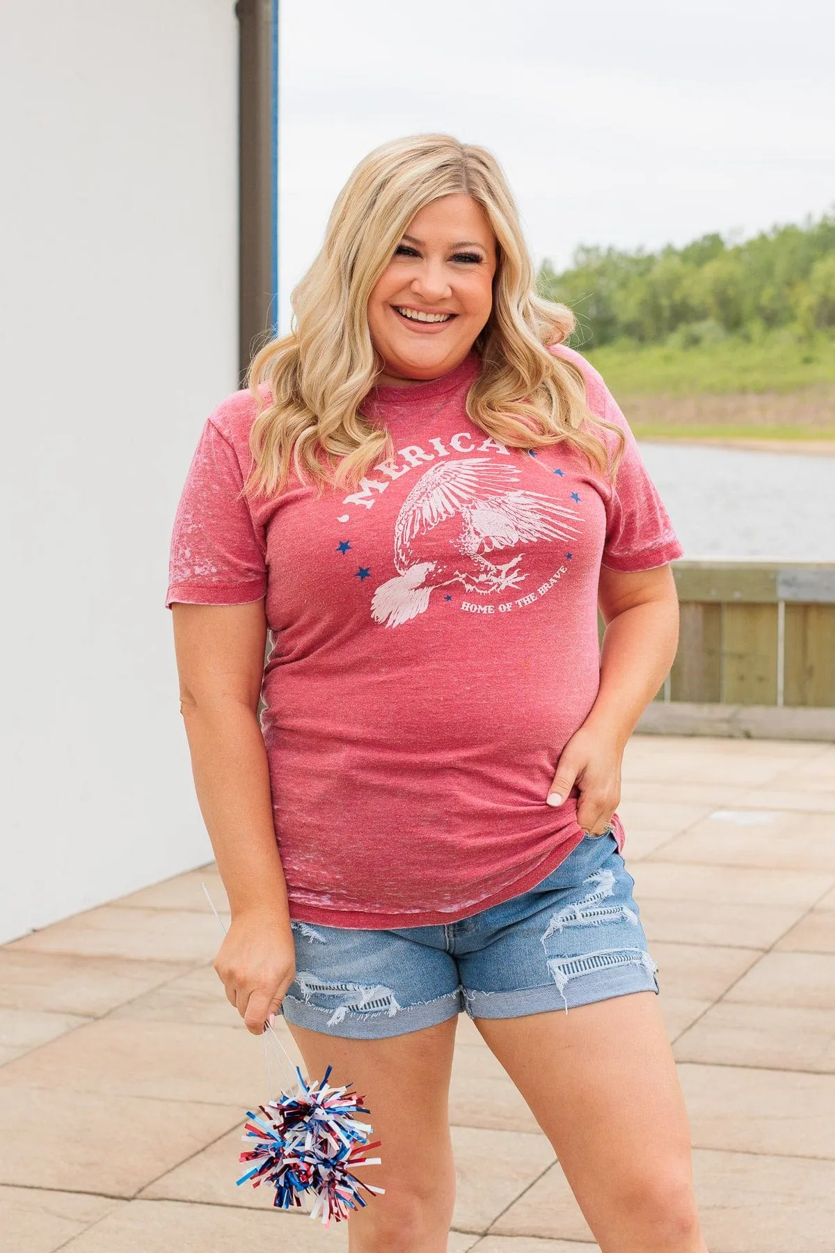 "Home Of The Brave" Graphic Tee- Red