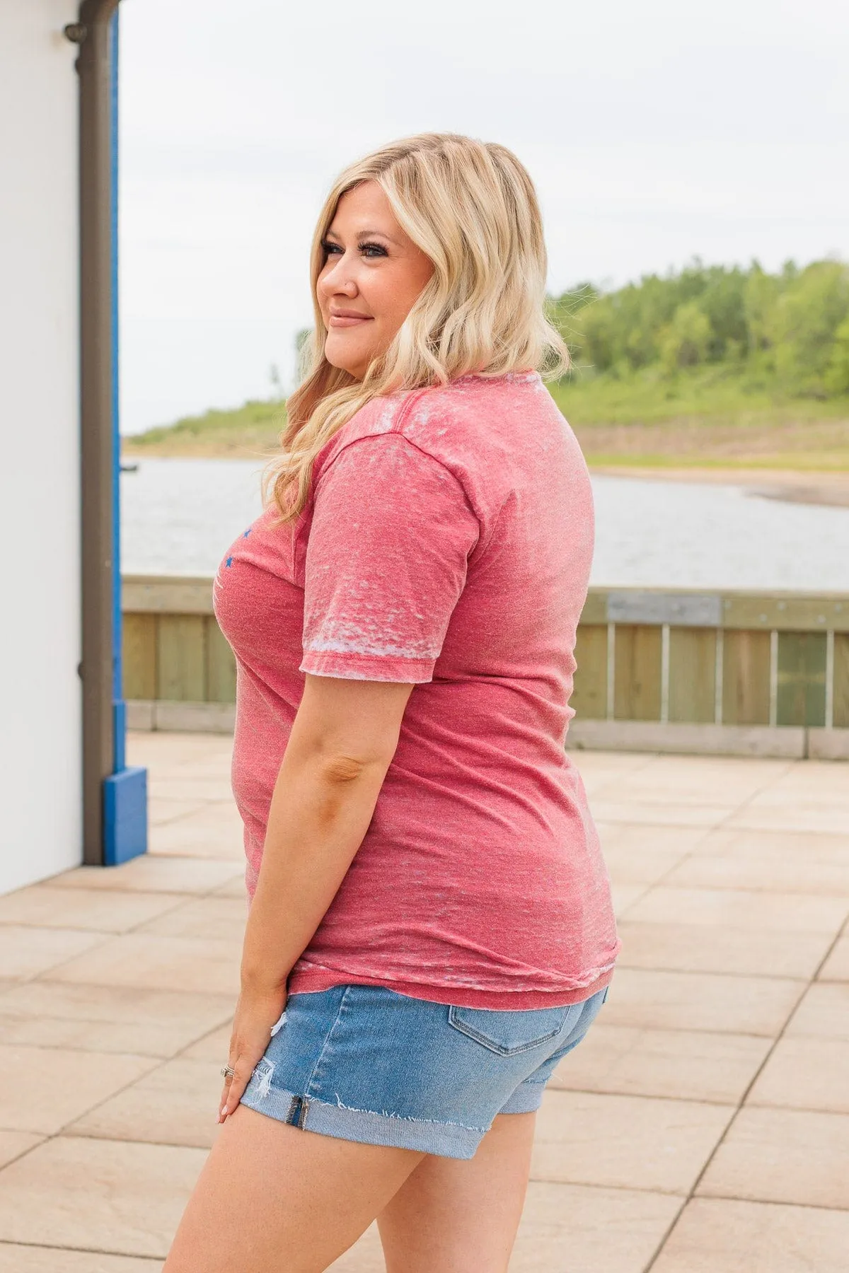 "Home Of The Brave" Graphic Tee- Red