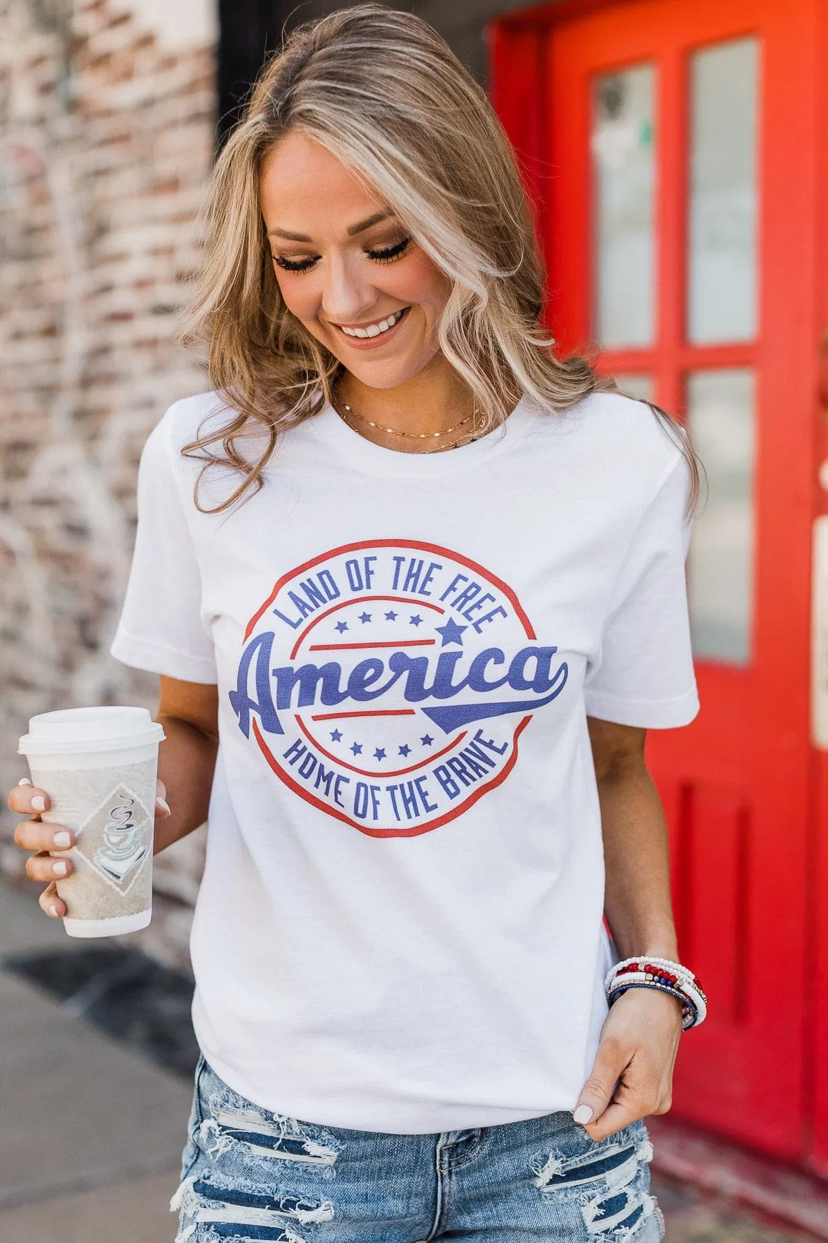 "Land Of The Free" Graphic Tee- White