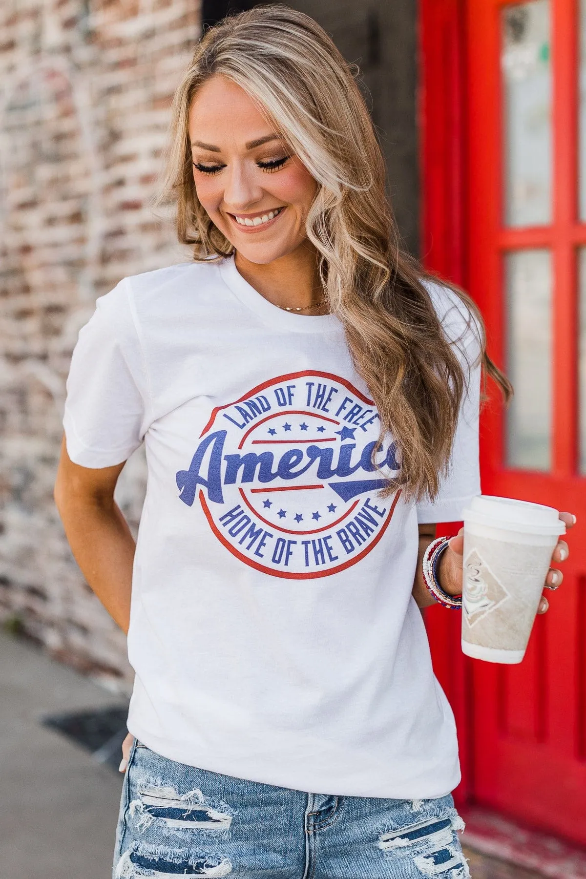 "Land Of The Free" Graphic Tee- White