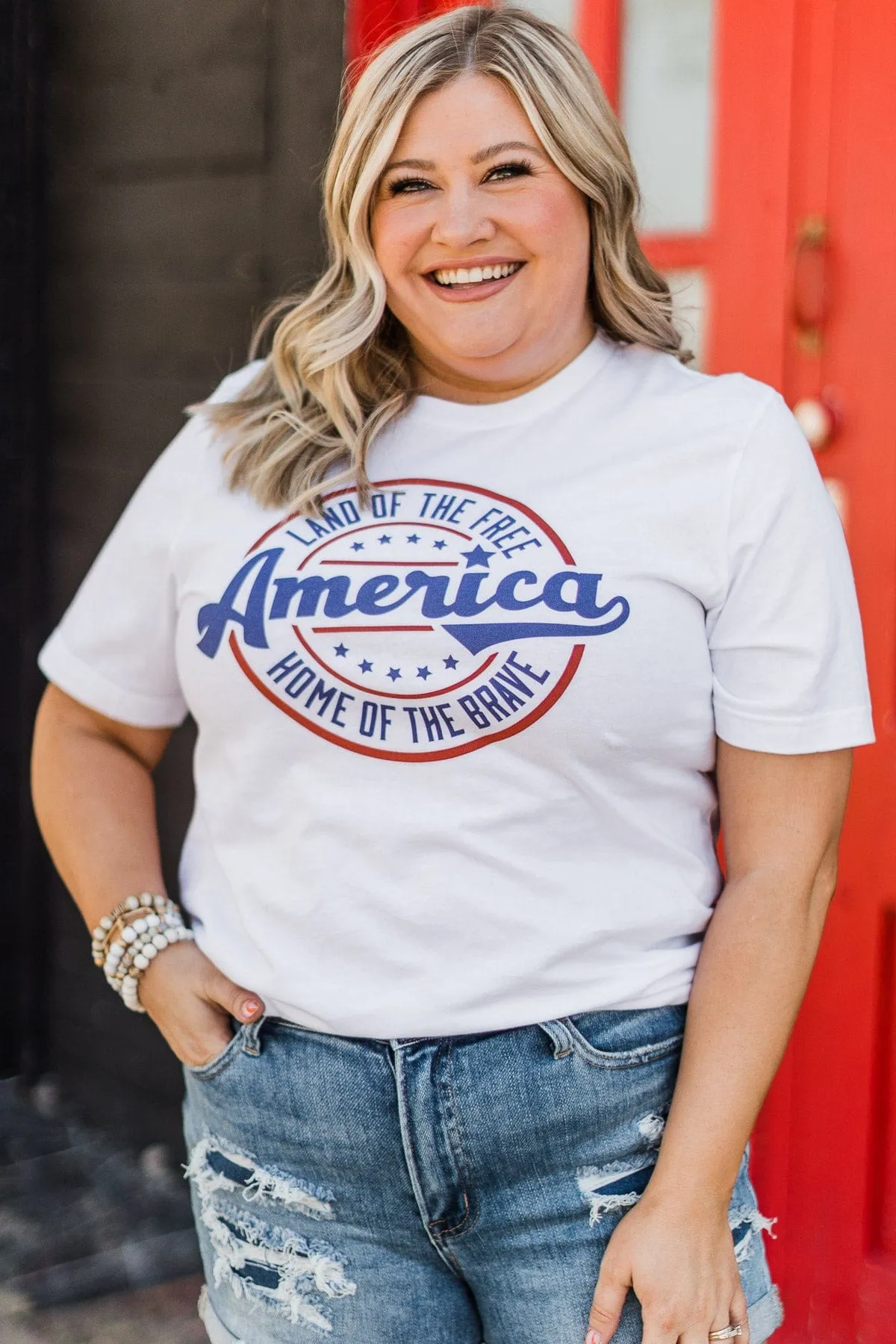 "Land Of The Free" Graphic Tee- White