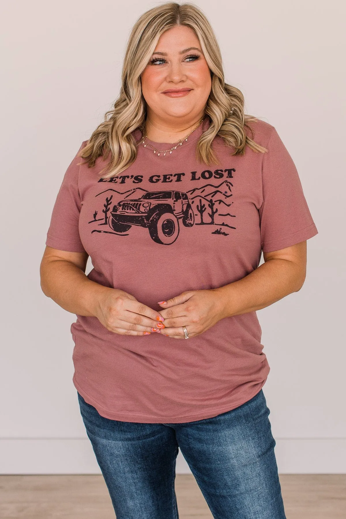 "Let's Get Lost" Graphic Tee- Mauve