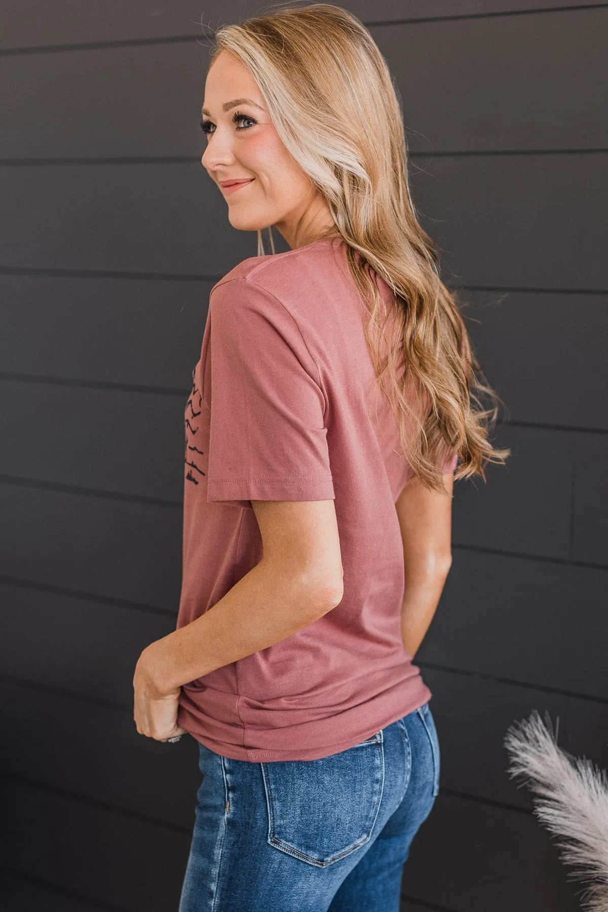 "Let's Get Lost" Graphic Tee- Mauve