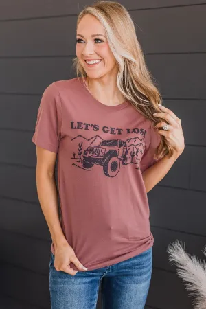 "Let's Get Lost" Graphic Tee- Mauve