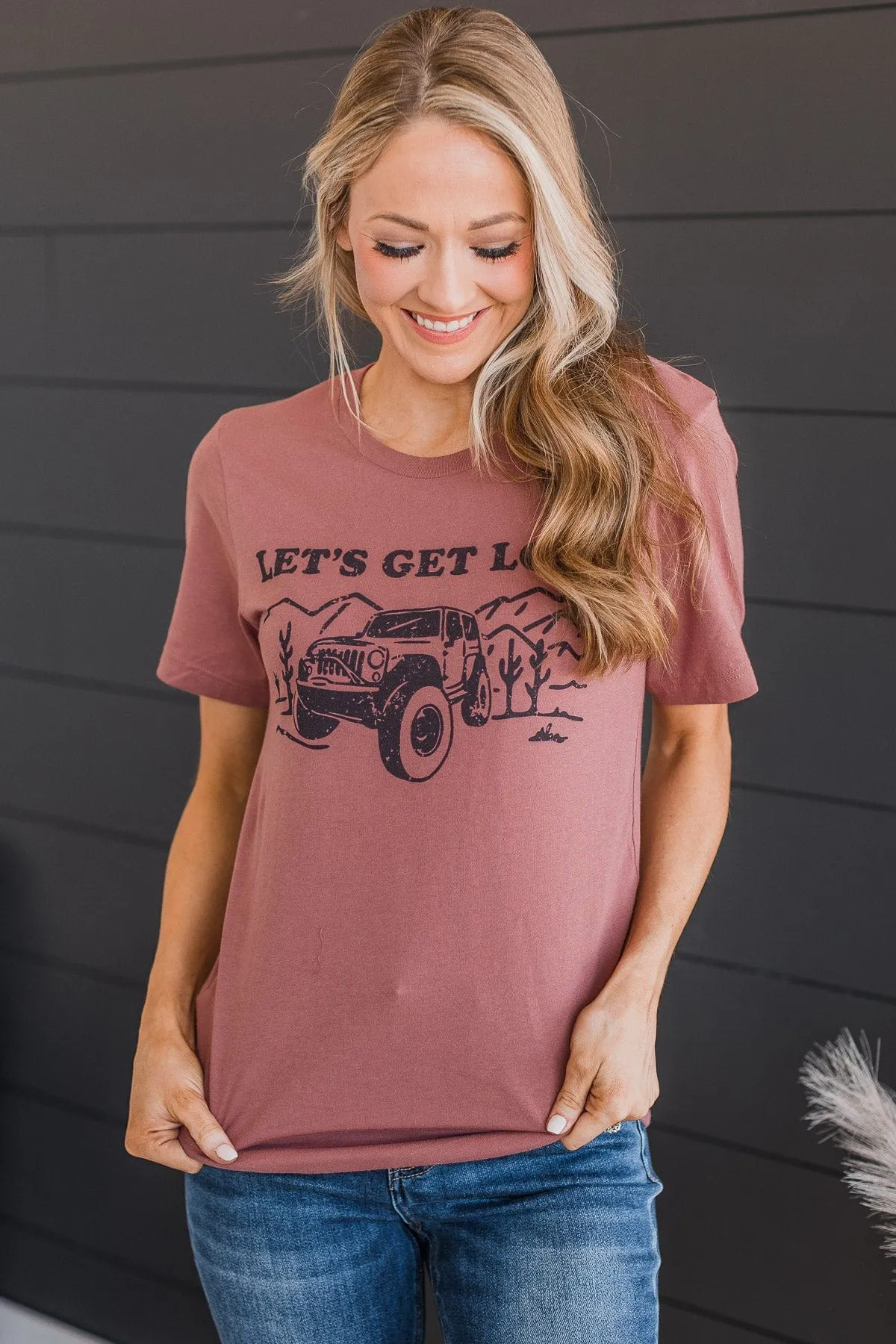 "Let's Get Lost" Graphic Tee- Mauve