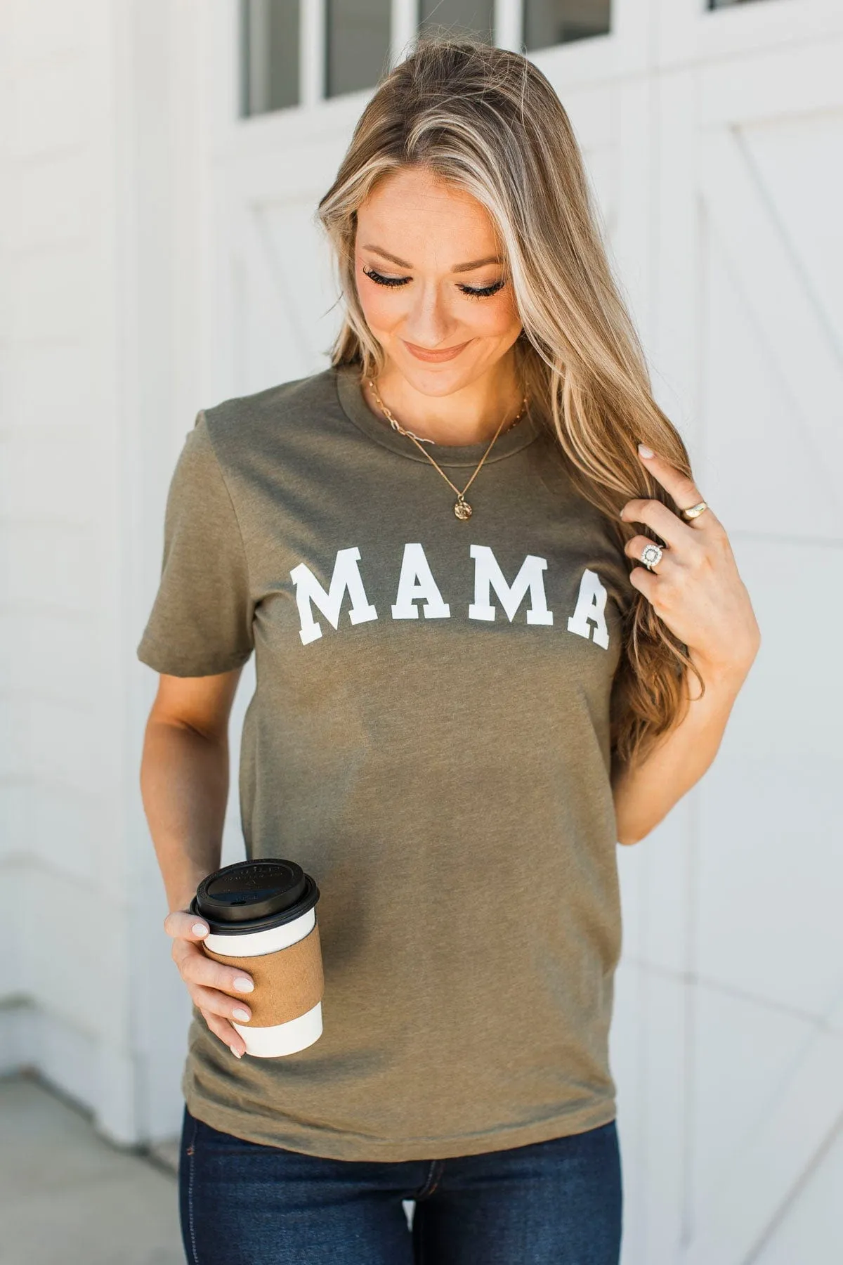 "Mama" Graphic Tee- Olive