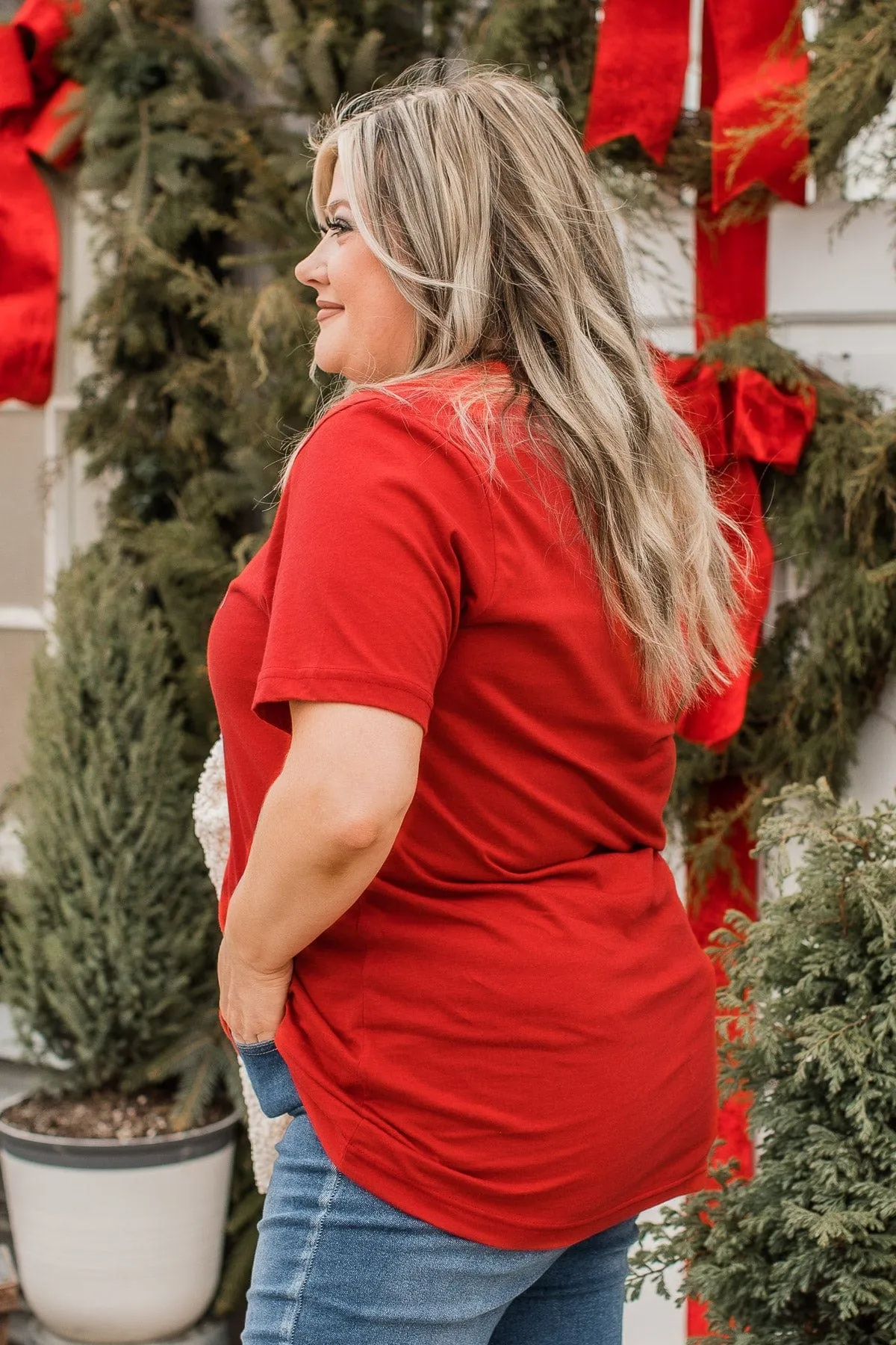 "Merry" Graphic Tee- Red