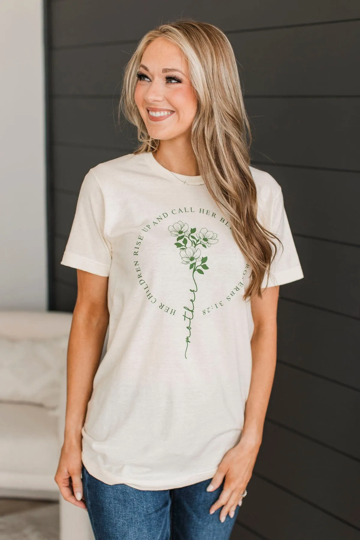 "Mother" Proverbs 31:28 Graphic Tee- Ivory
