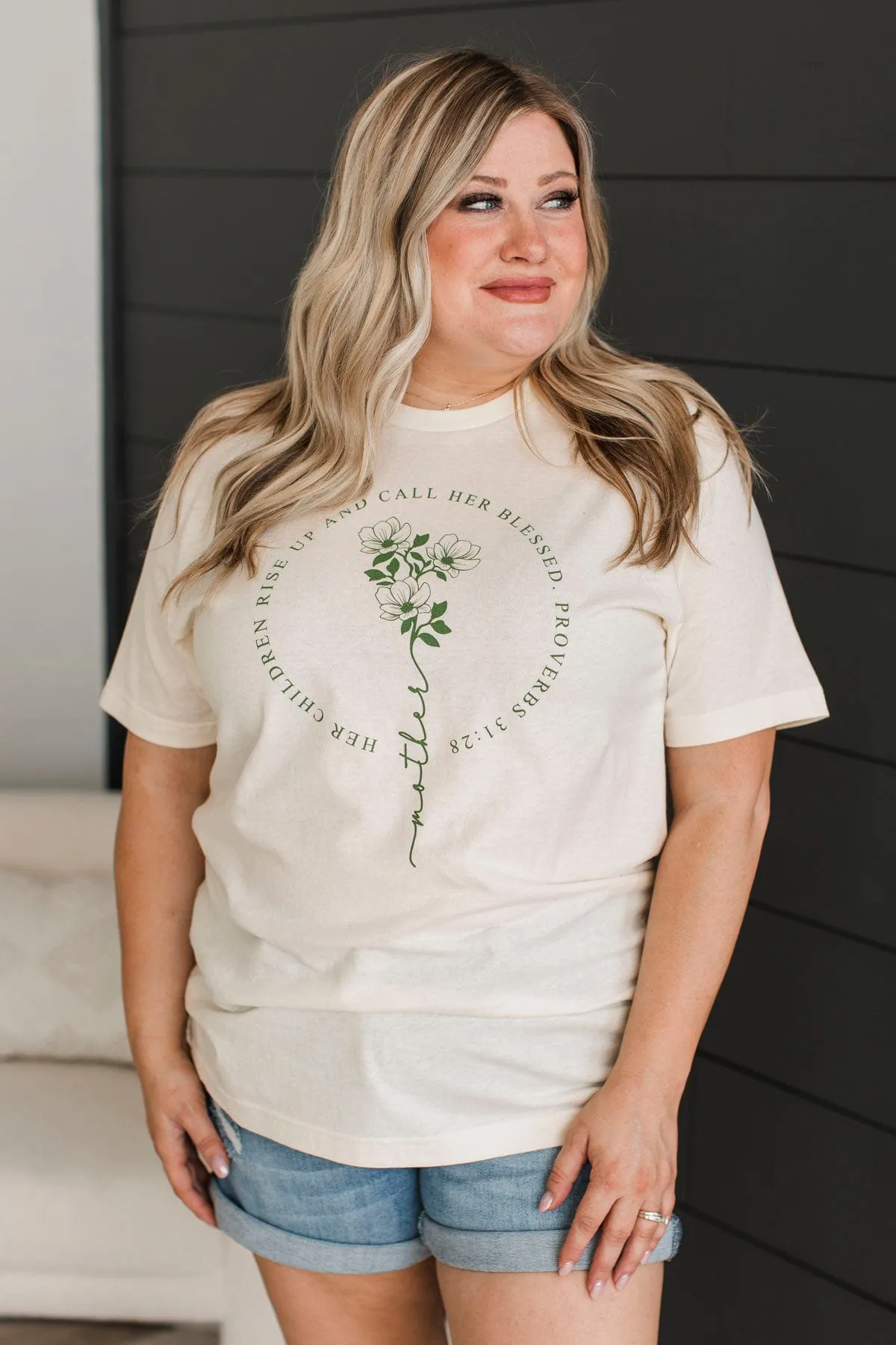 "Mother" Proverbs 31:28 Graphic Tee- Ivory