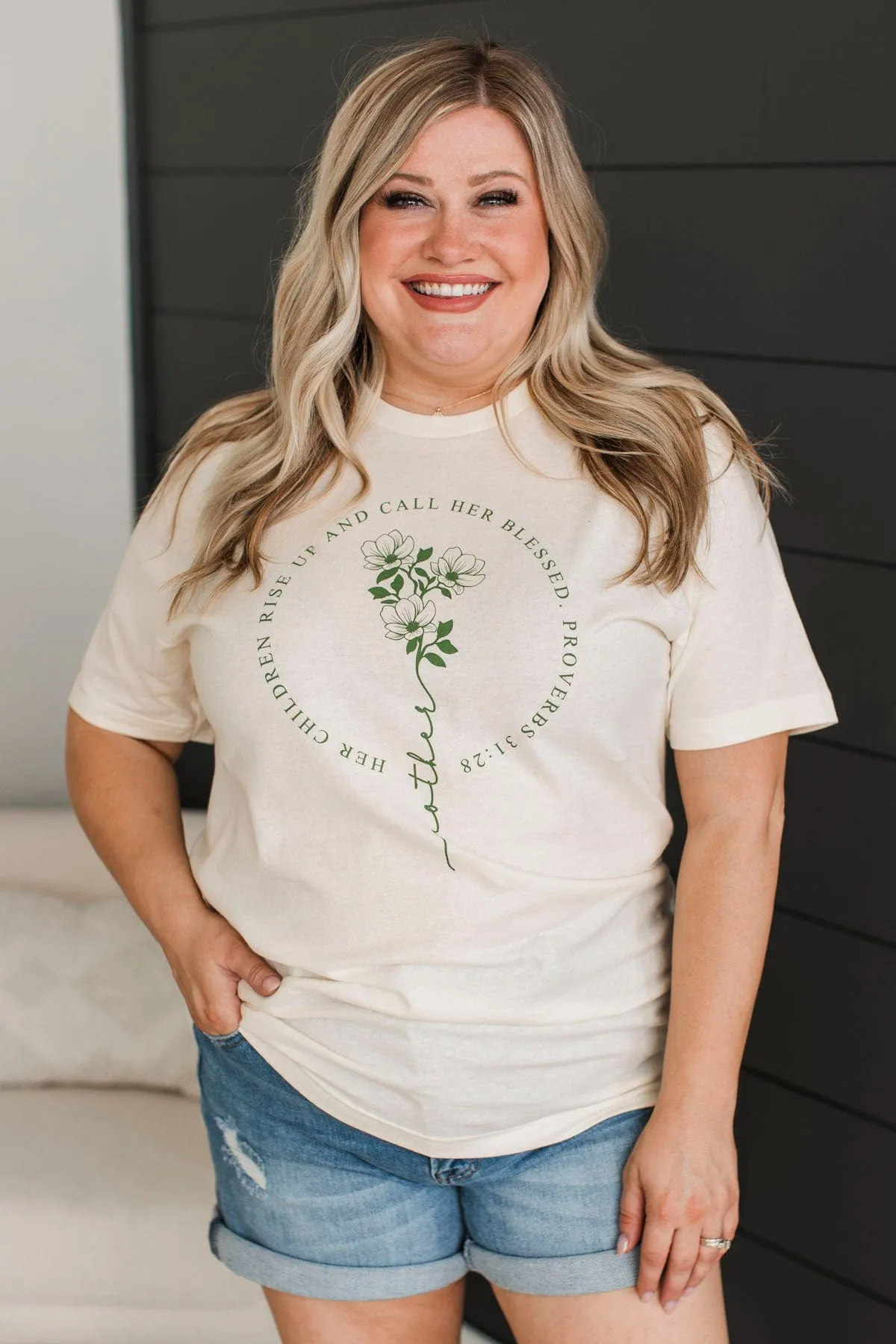 "Mother" Proverbs 31:28 Graphic Tee- Ivory