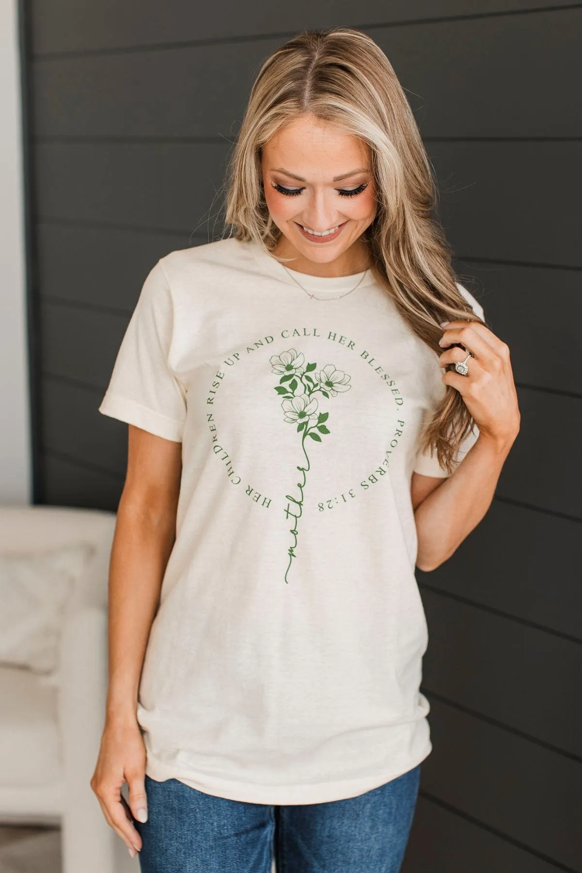 "Mother" Proverbs 31:28 Graphic Tee- Ivory