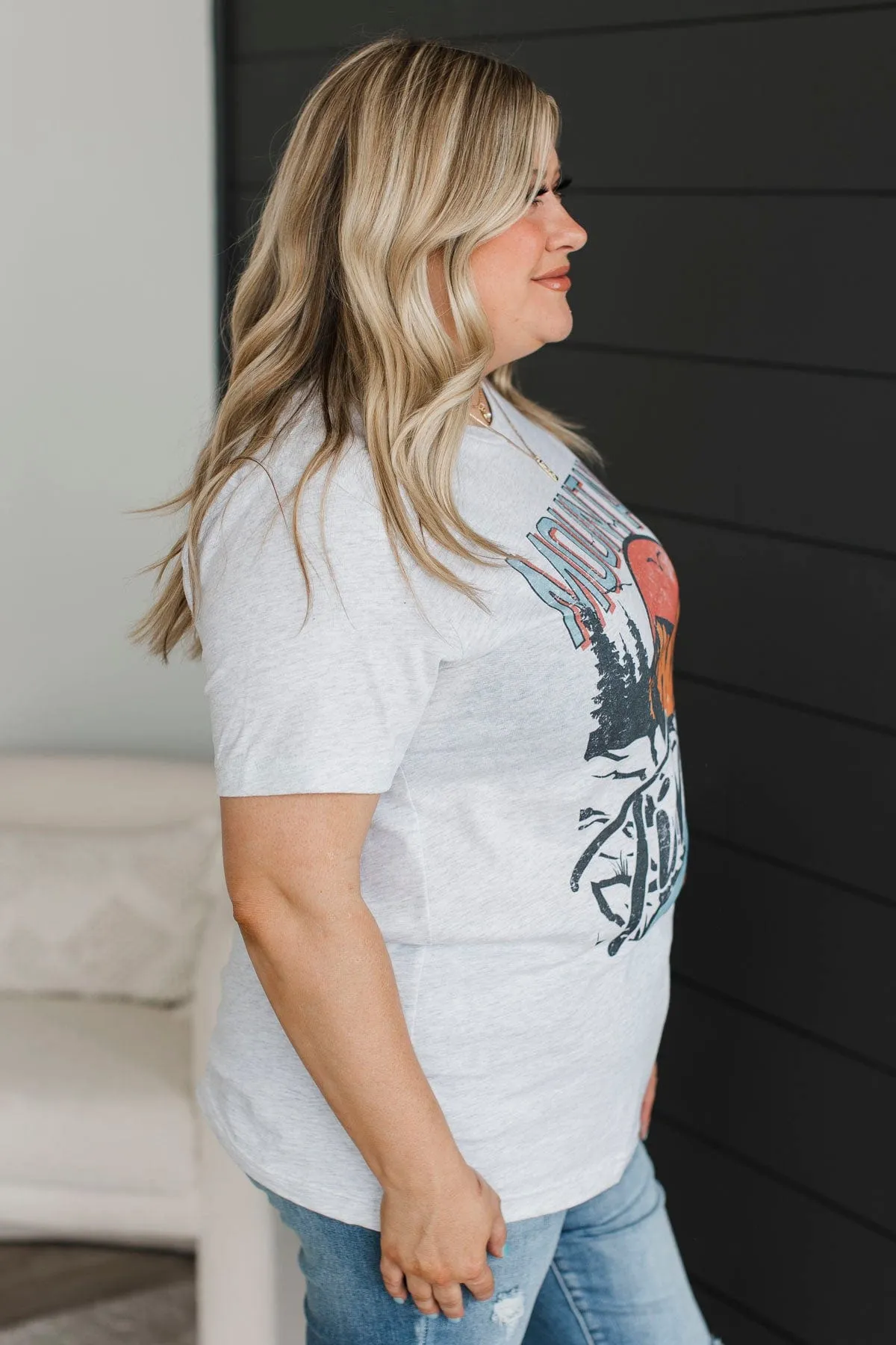 "Mountain Time" Graphic Tee- Heather Grey