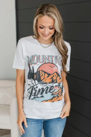 "Mountain Time" Graphic Tee- Heather Grey