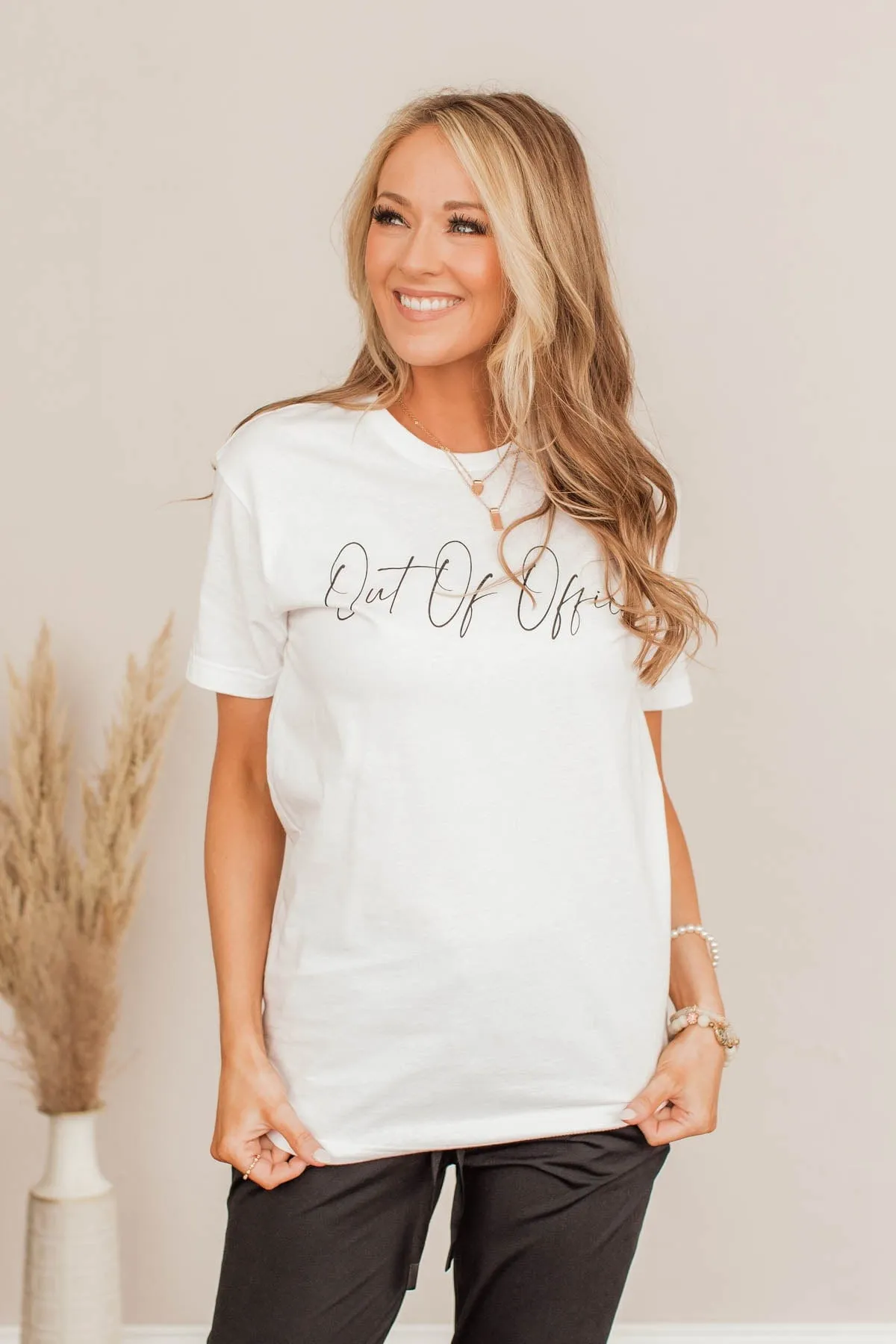 "Out Of Office" Graphic Tee- Ivory
