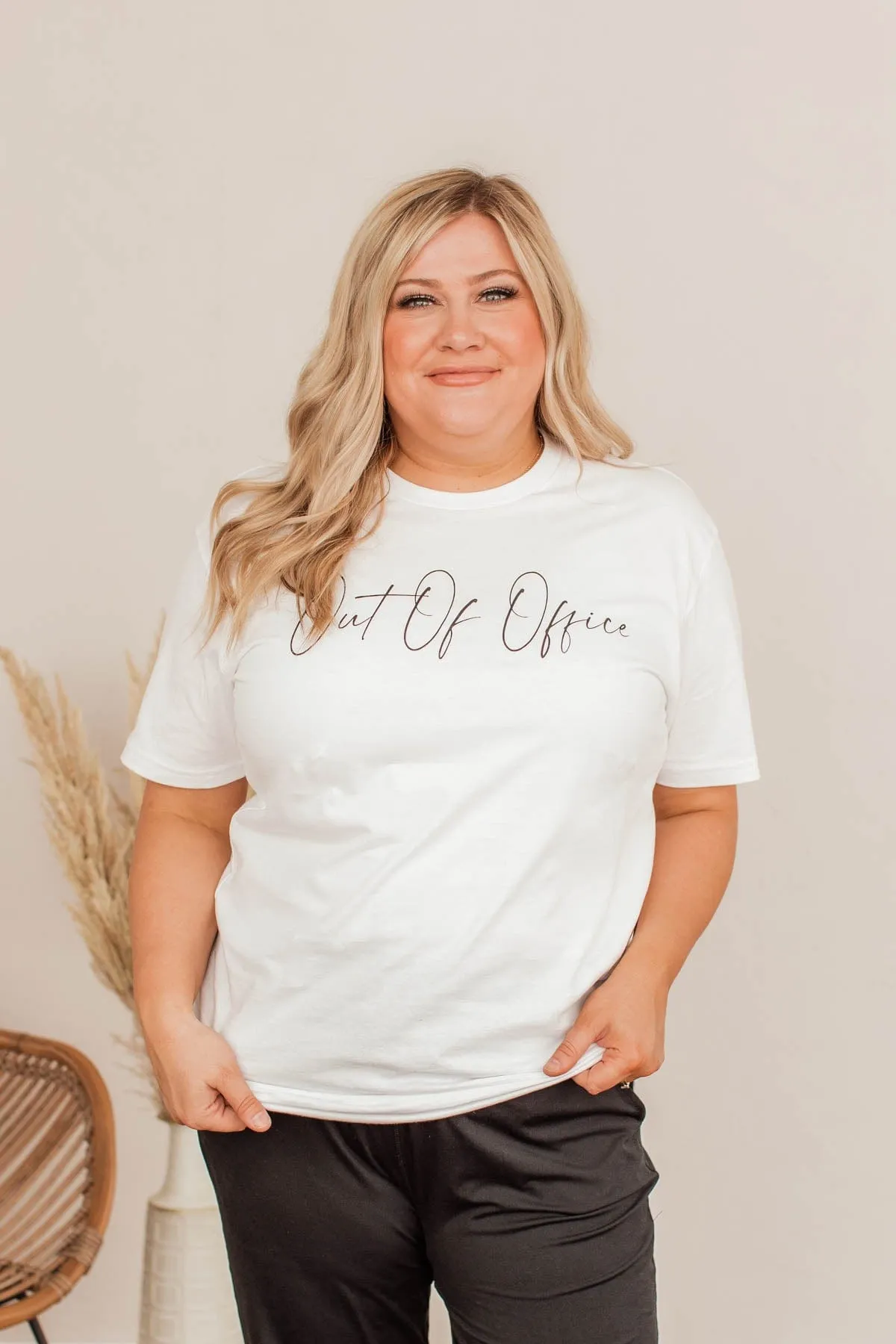 "Out Of Office" Graphic Tee- Ivory