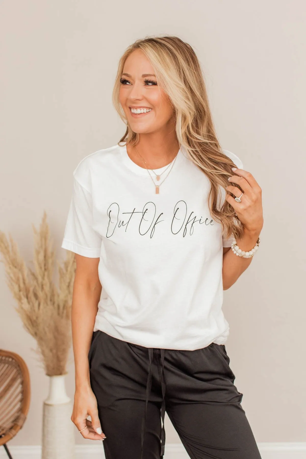 "Out Of Office" Graphic Tee- Ivory