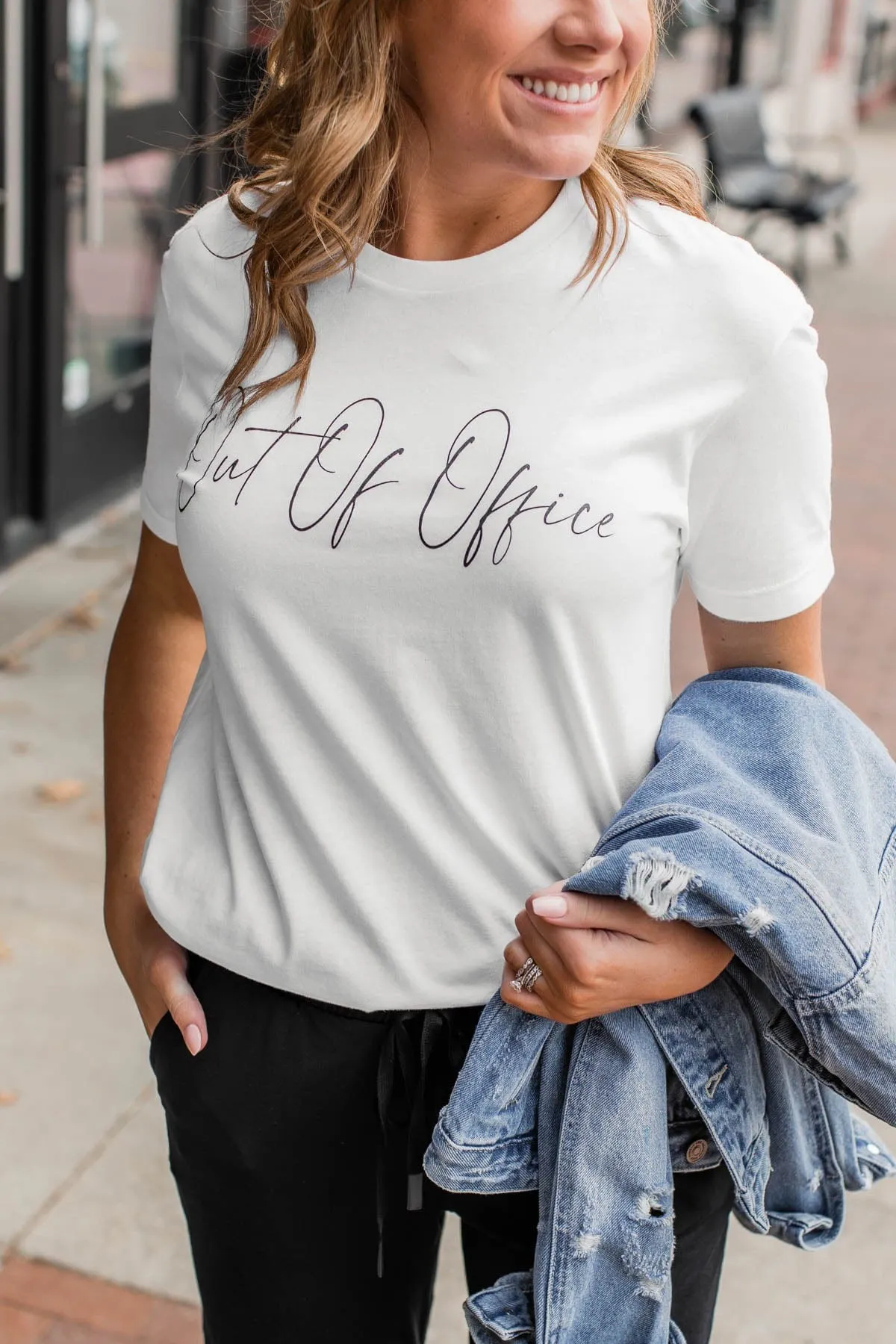 "Out Of Office" Graphic Tee- Ivory