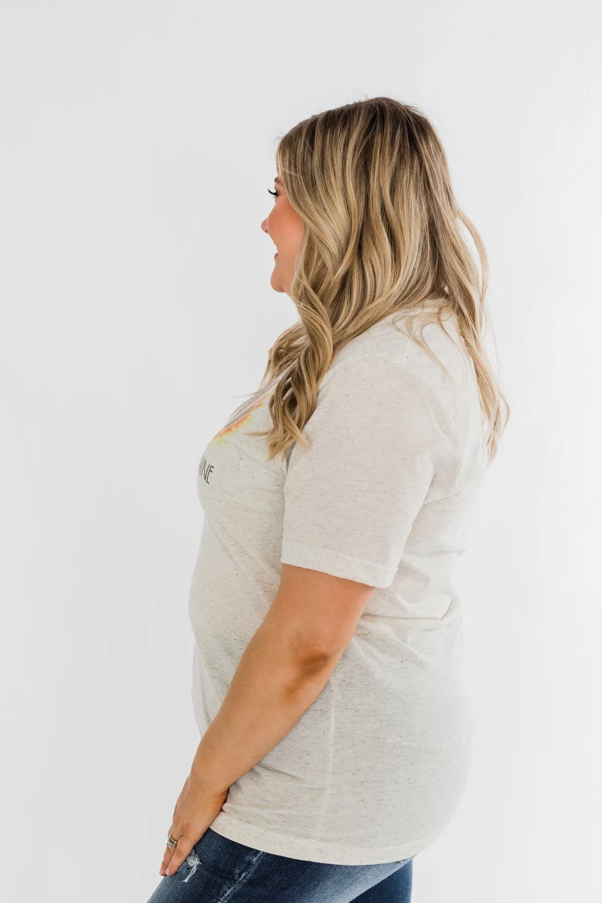"Peace, Love, Sunshine" Graphic Tee- Oatmeal