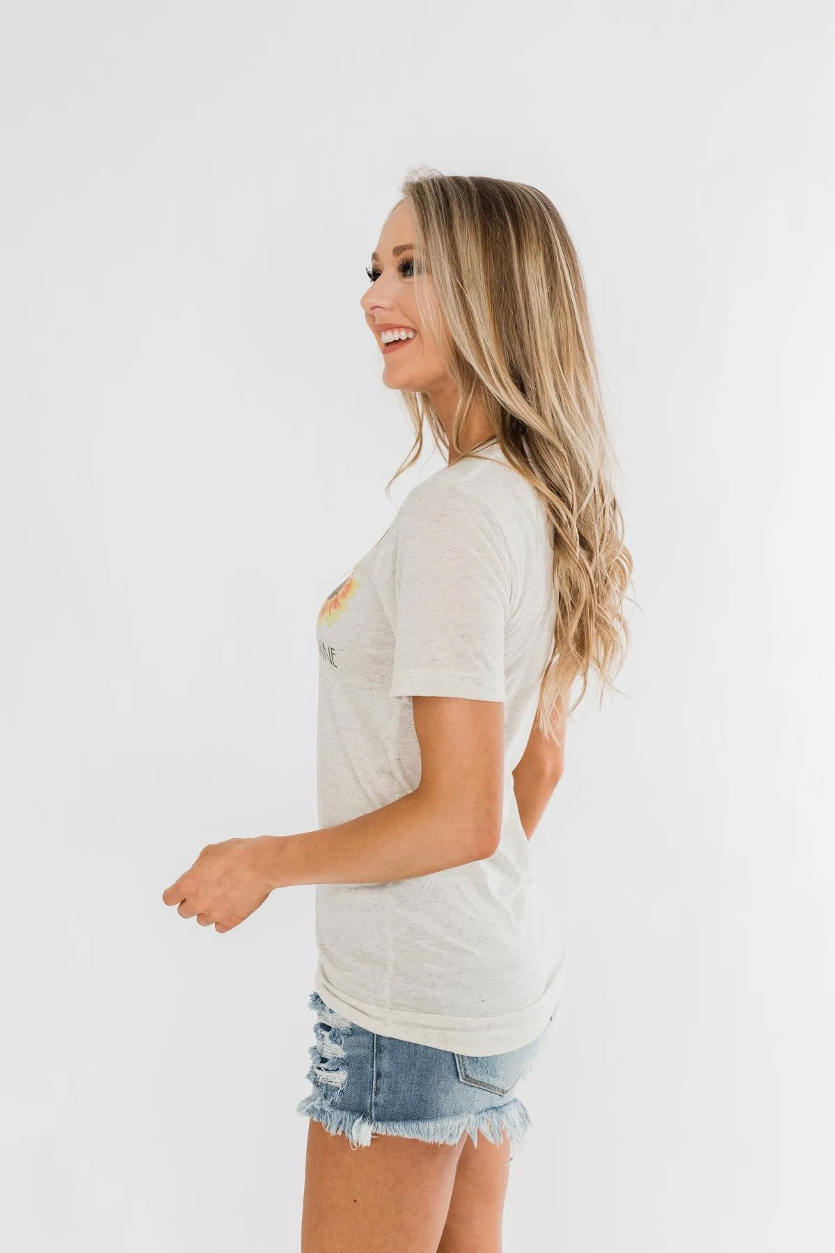"Peace, Love, Sunshine" Graphic Tee- Oatmeal