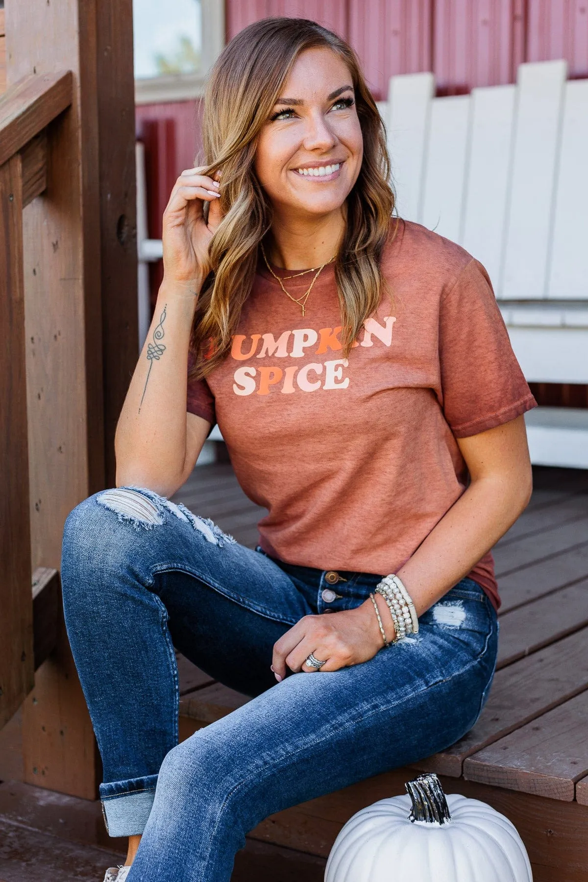 "Pumpkin Spice" Graphic Tee- Burnt Orange