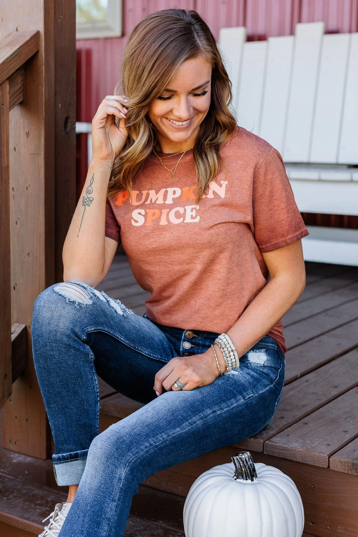"Pumpkin Spice" Graphic Tee- Burnt Orange