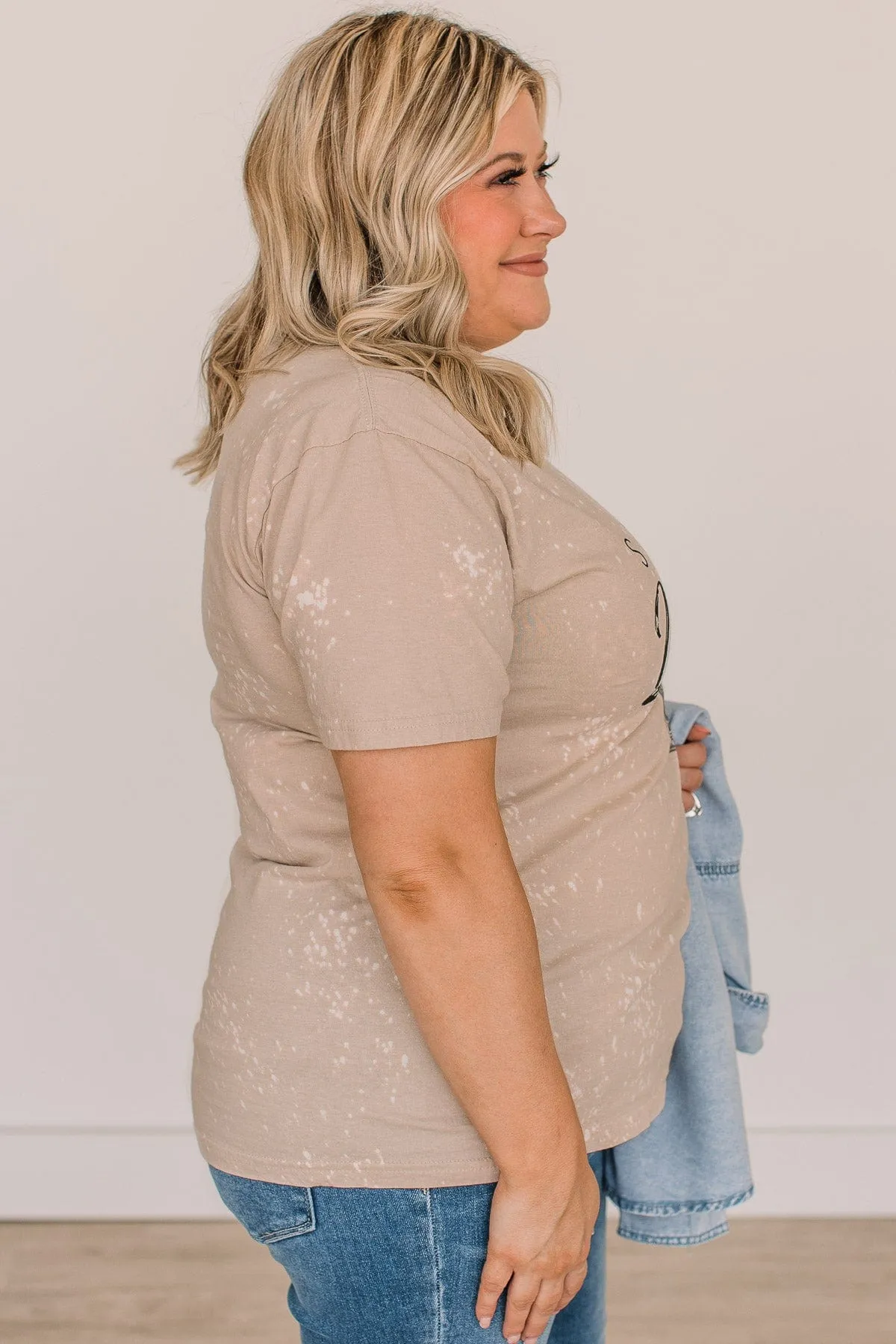 "Suffers From Habitual Lateness" Graphic Tee- Light Taupe
