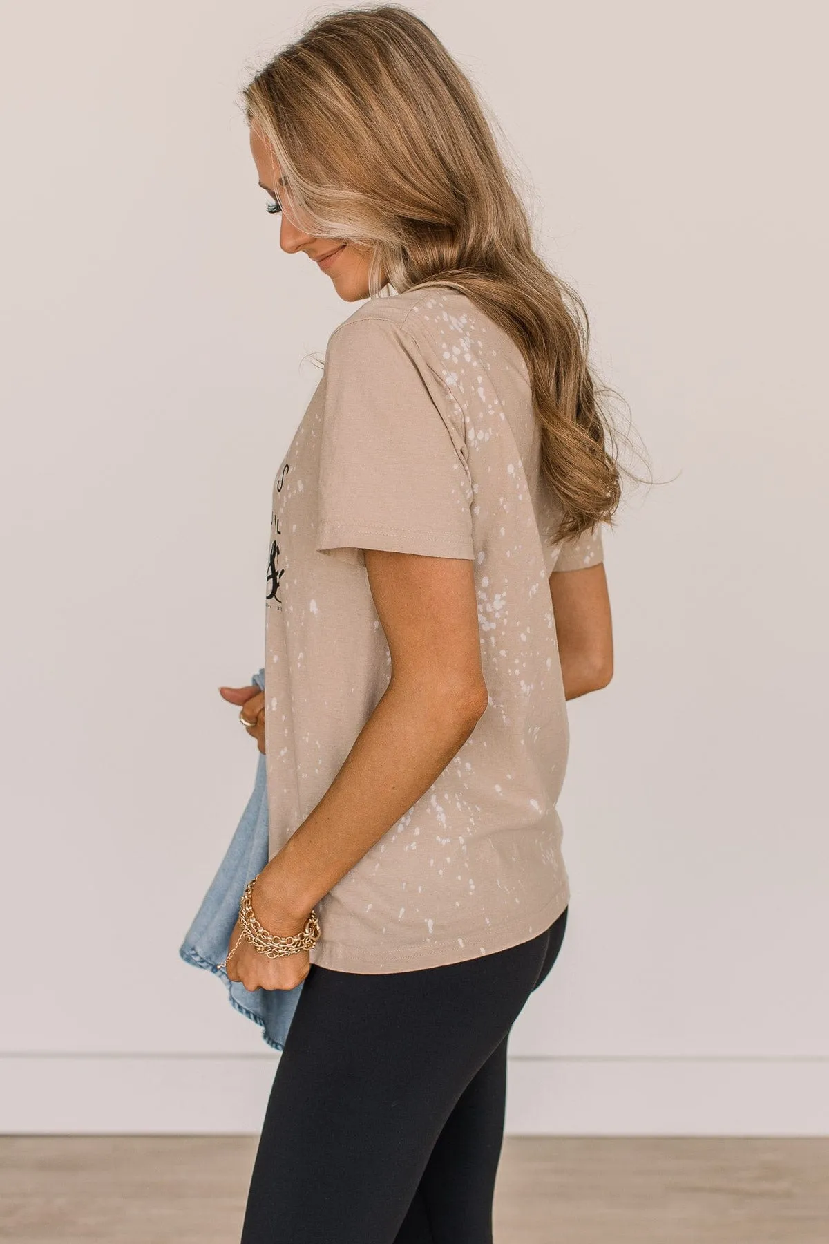 "Suffers From Habitual Lateness" Graphic Tee- Light Taupe