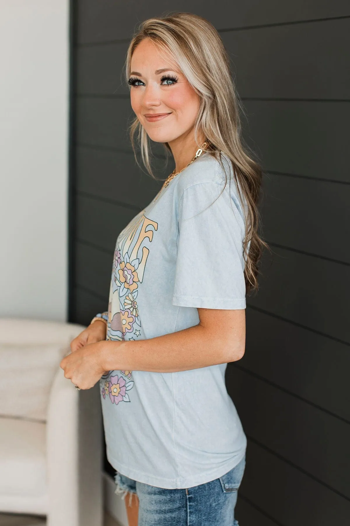 "Sunshine In My Soul" Graphic Tee- Light Blue