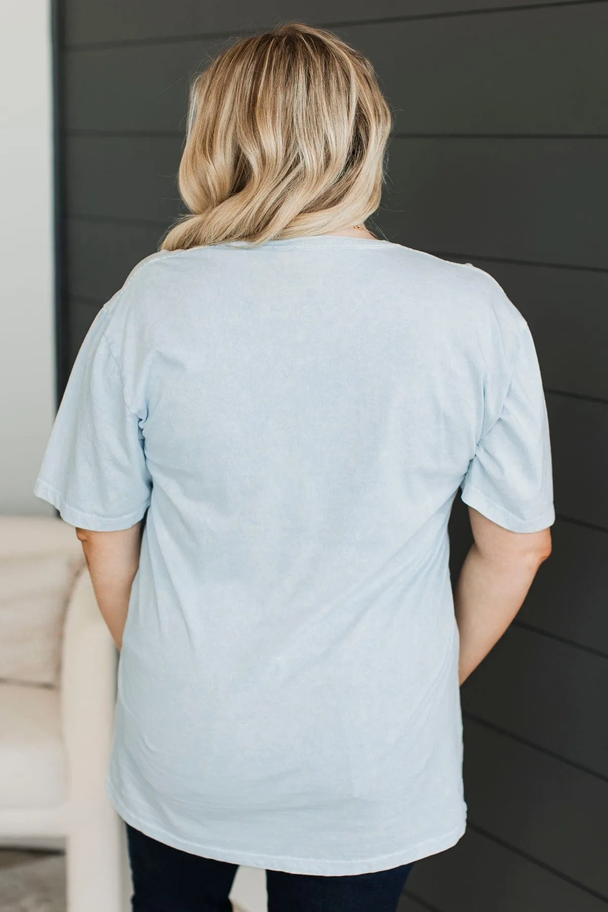 "Sunshine In My Soul" Graphic Tee- Light Blue