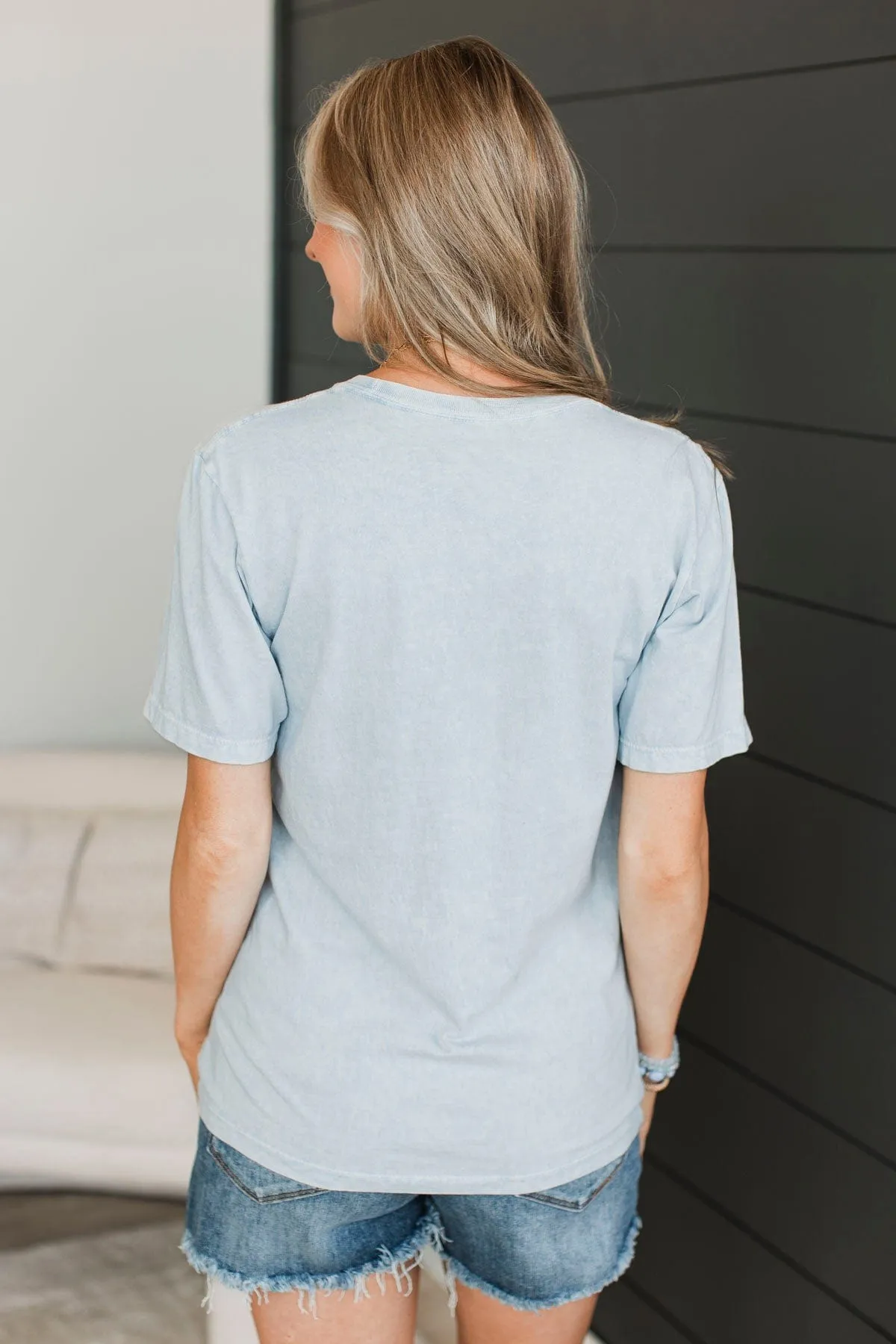 "Sunshine In My Soul" Graphic Tee- Light Blue