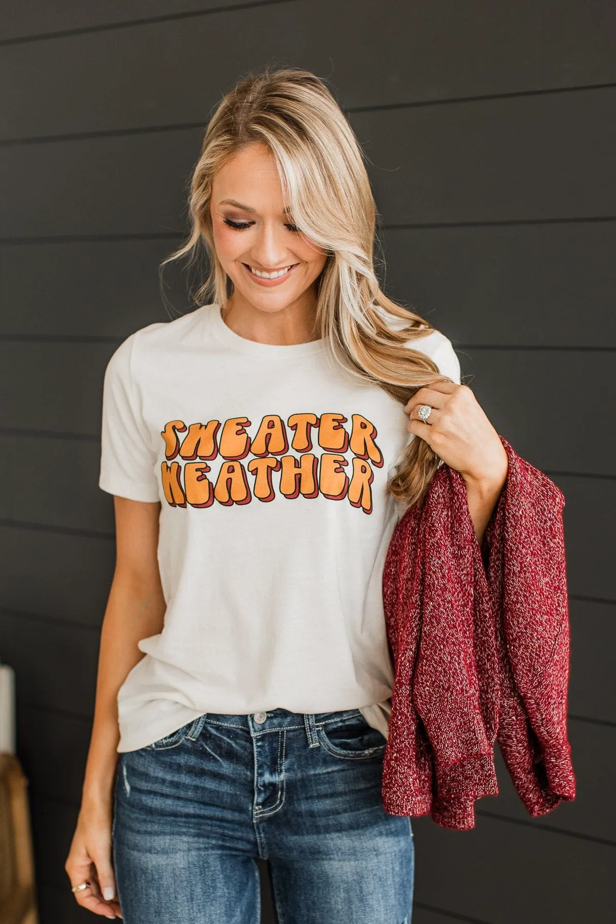 "Sweater Weather" Graphic Tee- Cream