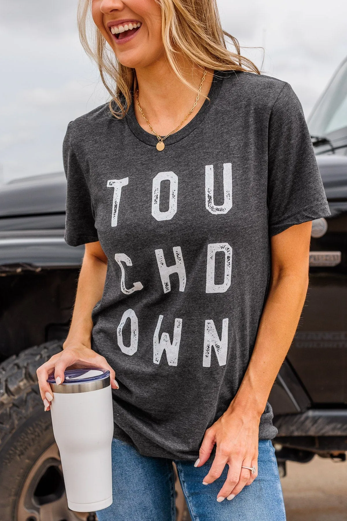 "Touchdown" Graphic Tee- Charcoal