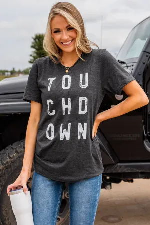 "Touchdown" Graphic Tee- Charcoal