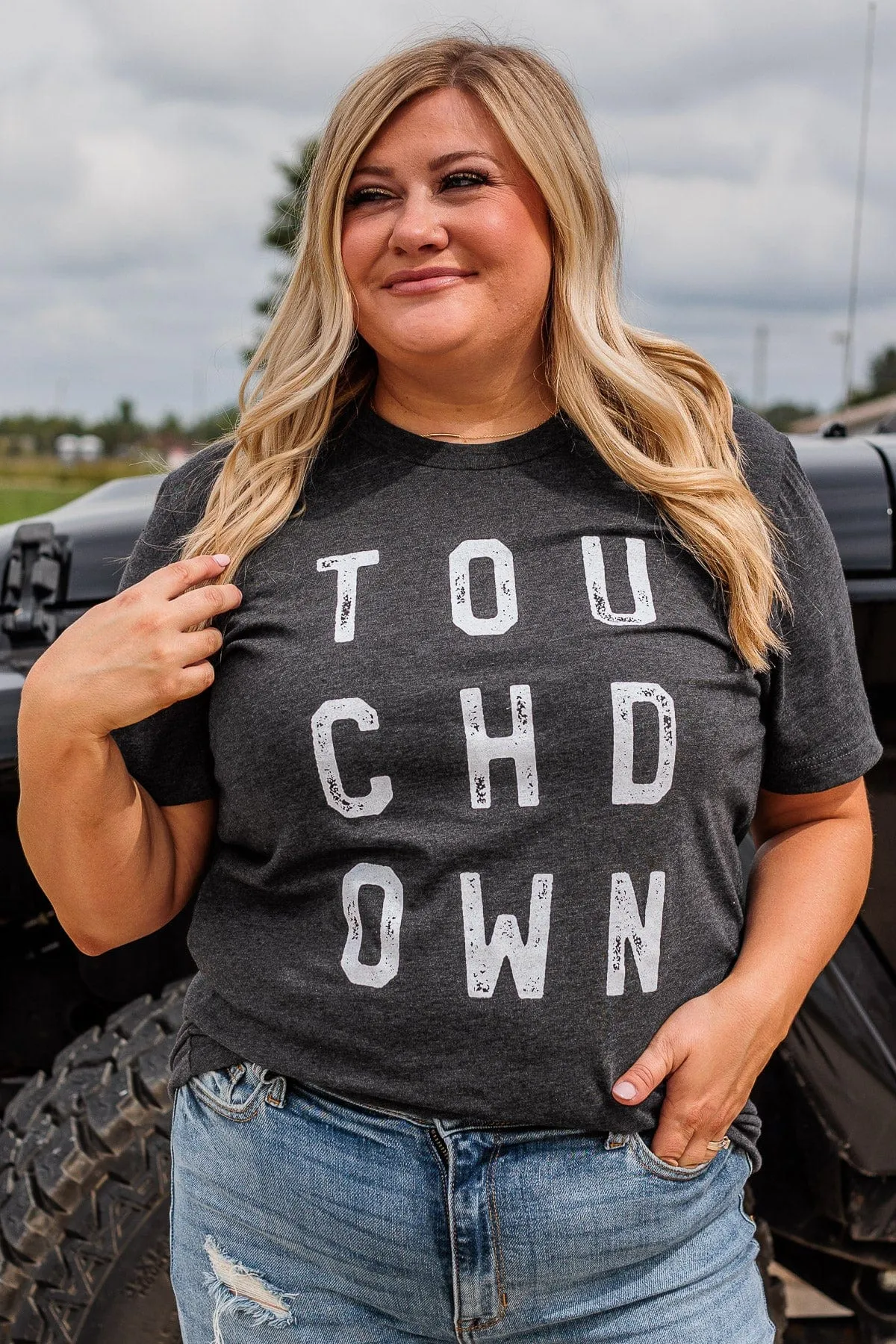 "Touchdown" Graphic Tee- Charcoal