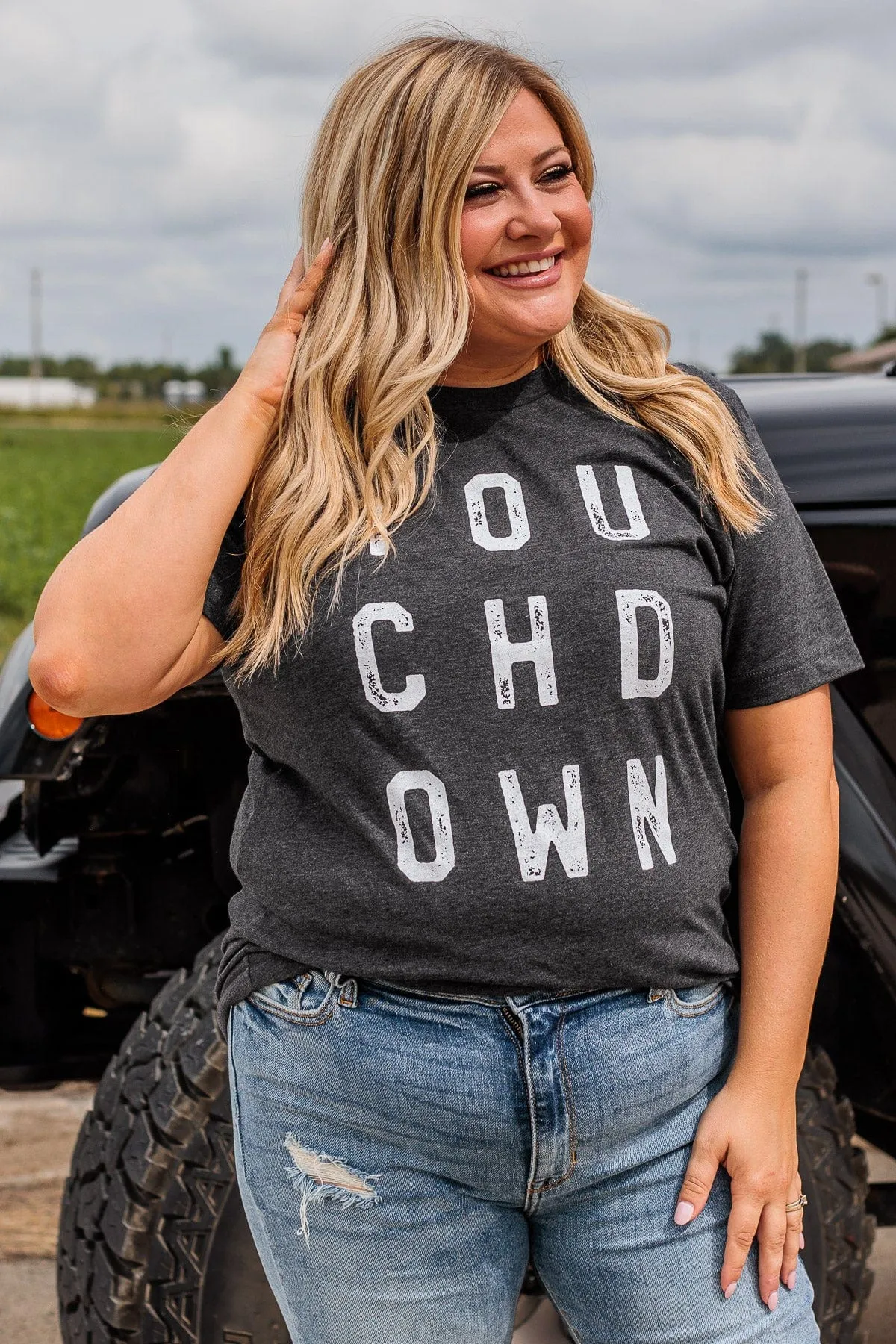 "Touchdown" Graphic Tee- Charcoal