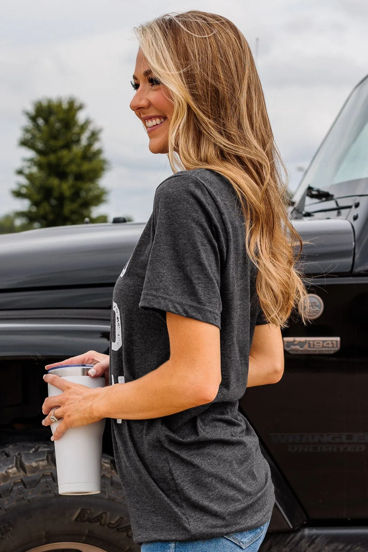"Touchdown" Graphic Tee- Charcoal
