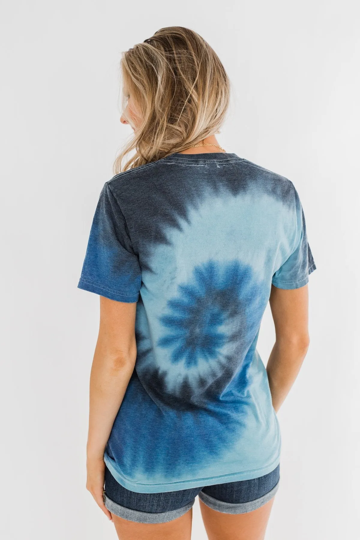 "USA" Tie Dye Burnout Graphic Tee- Shades of Blue