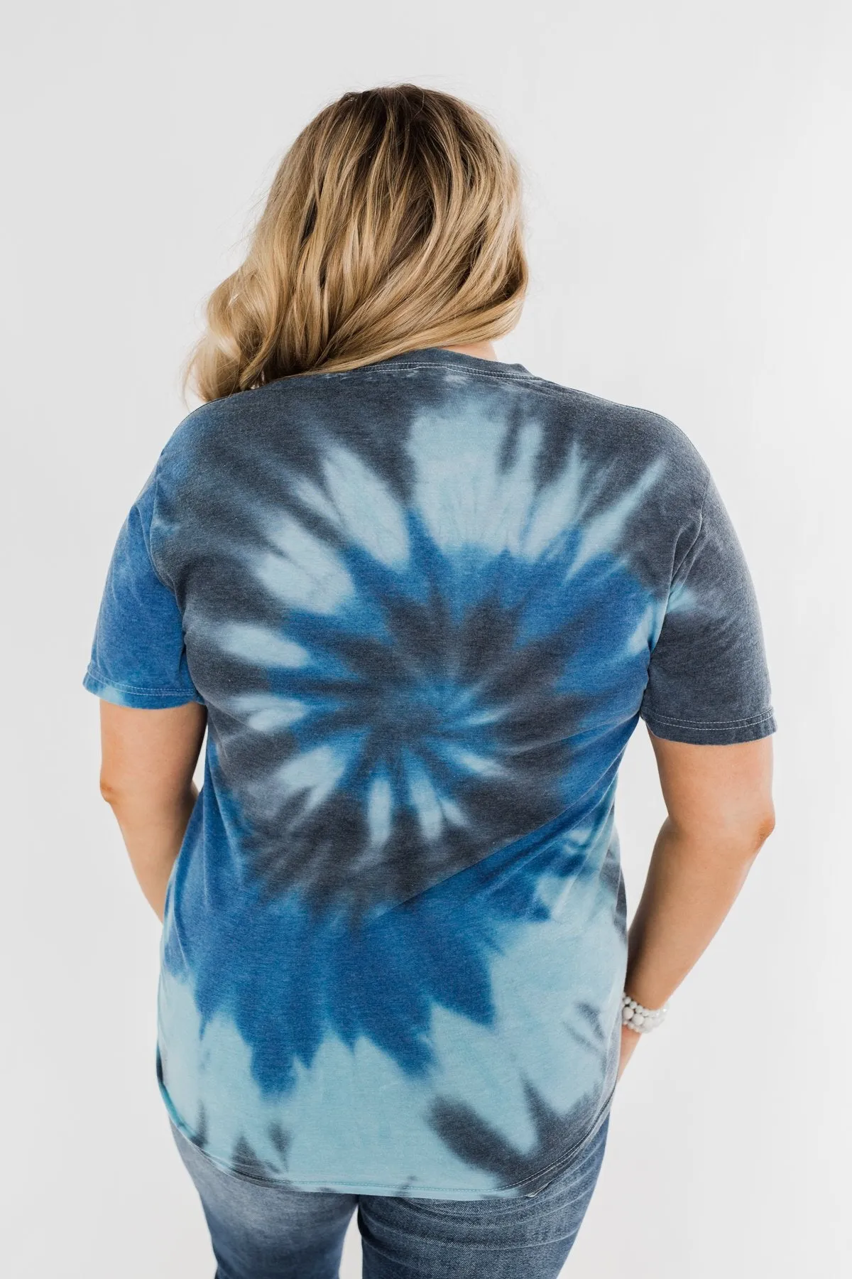 "USA" Tie Dye Burnout Graphic Tee- Shades of Blue