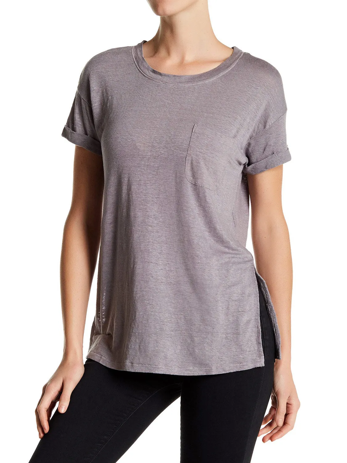 REBECCA MINKOFF Women's Gina Short Sleeve Linen Tee $58 NWT