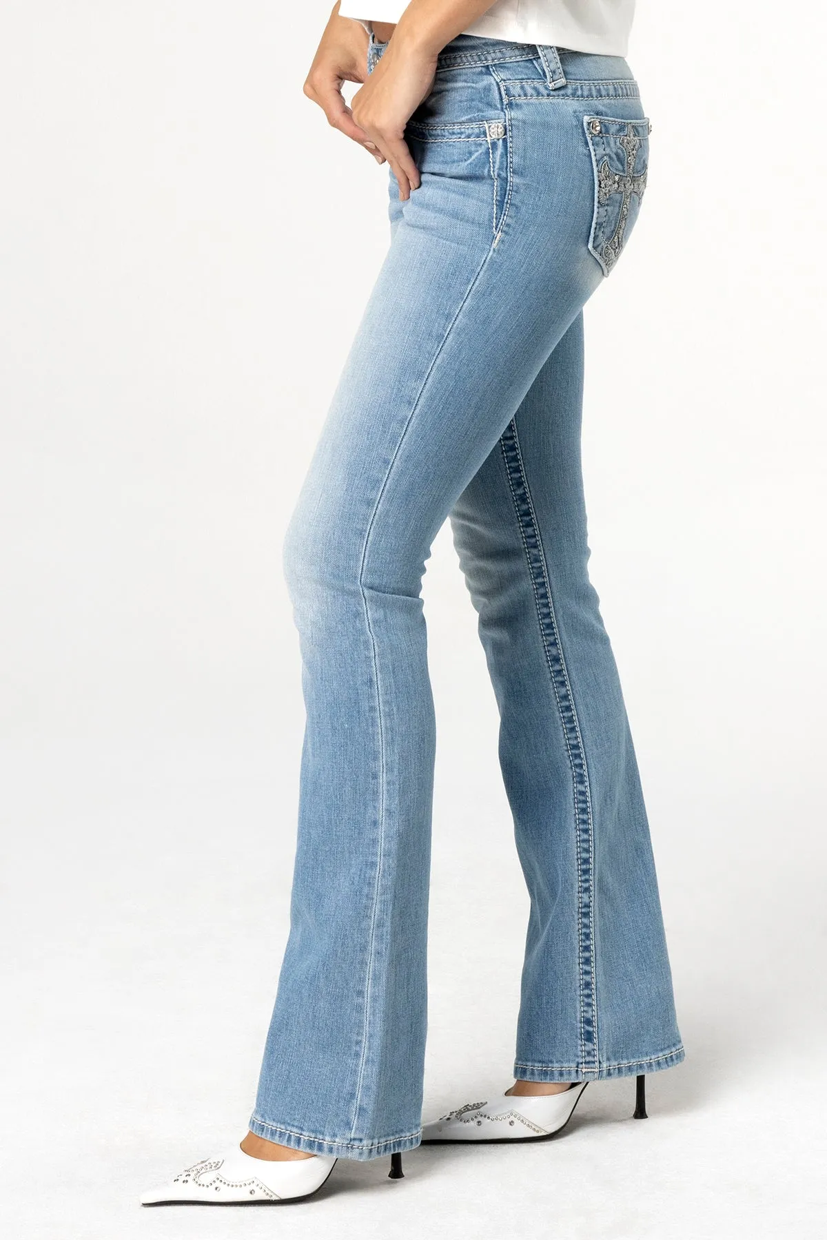 Rebel With A Cross Bootcut Jeans