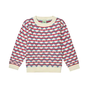 Red Stripe Cotton Sweatshirt