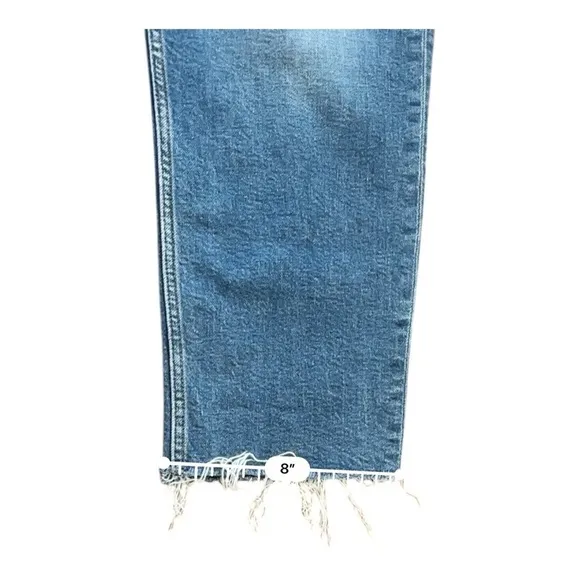 Re/Done Ultra High Rise 70s Stove Pipe Jeans 32 Medium Blue Straight Leg Raw Hem