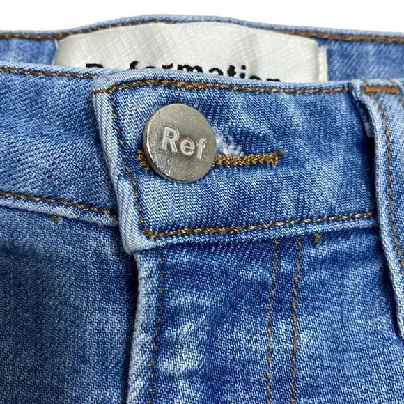 Reformation High &amp; Straight Jeans Womens 27 (25x27) Blue Denim Indian Wash USA