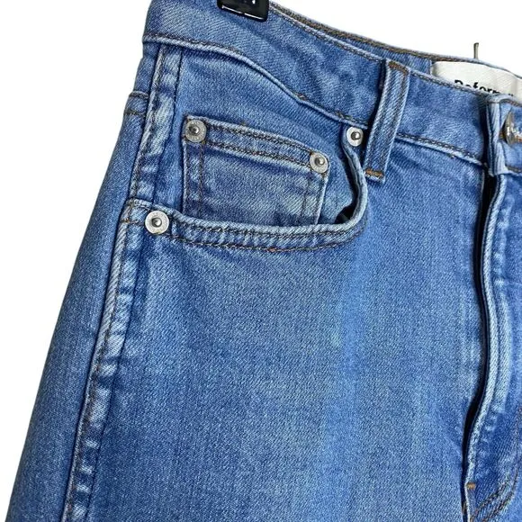 Reformation High &amp; Straight Jeans Womens 27 (25x27) Blue Denim Indian Wash USA