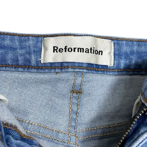 Reformation High &amp; Straight Jeans Womens 27 (25x27) Blue Denim Indian Wash USA